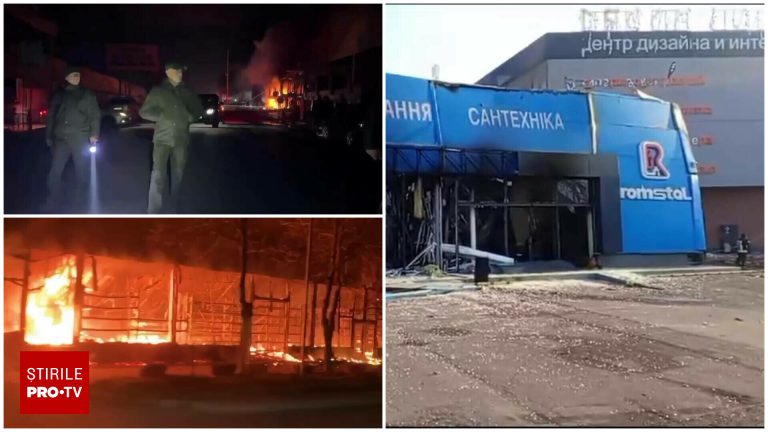 Magazinul unei companii romanesti bombardat de rusi Odesa arde VIDEO