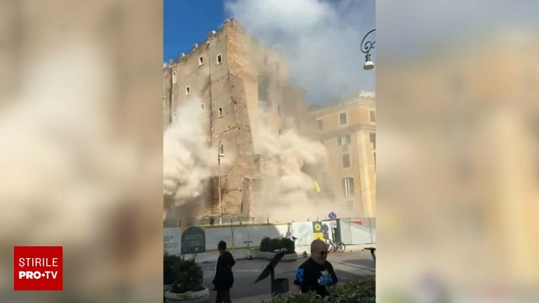 Turn medieval din Roma, lângă Colosseum, s-a prăbușit Turn medieval din Roma langa Colosseum s a prabusit