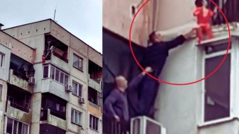 Băiețel de 3 ani, prins pe exteriorul unui balcon de la etajul 8, salvat în ultimul moment de un polițist. Baietel de 3 ani prins pe exteriorul unui balcon de la etajul 8 salvat in ultimul moment de un politist
