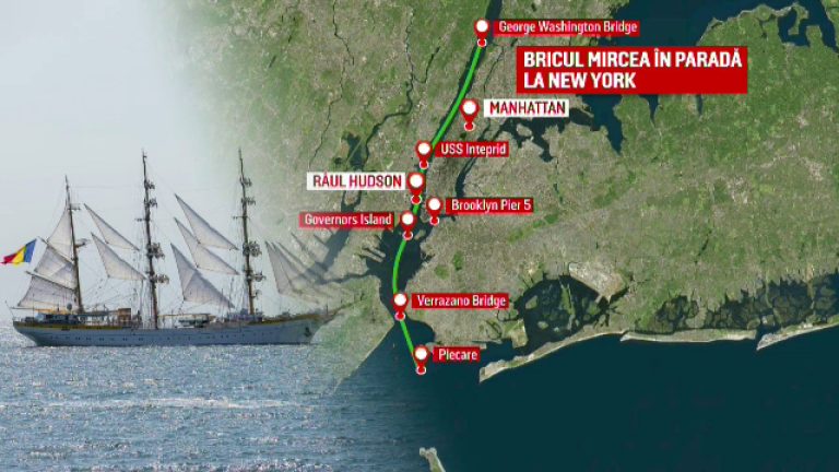 Nava scoala Mircea defileaza la New York de Ziua Americii reprezentand Romania la parada de pe raul Hudson Este o onoare